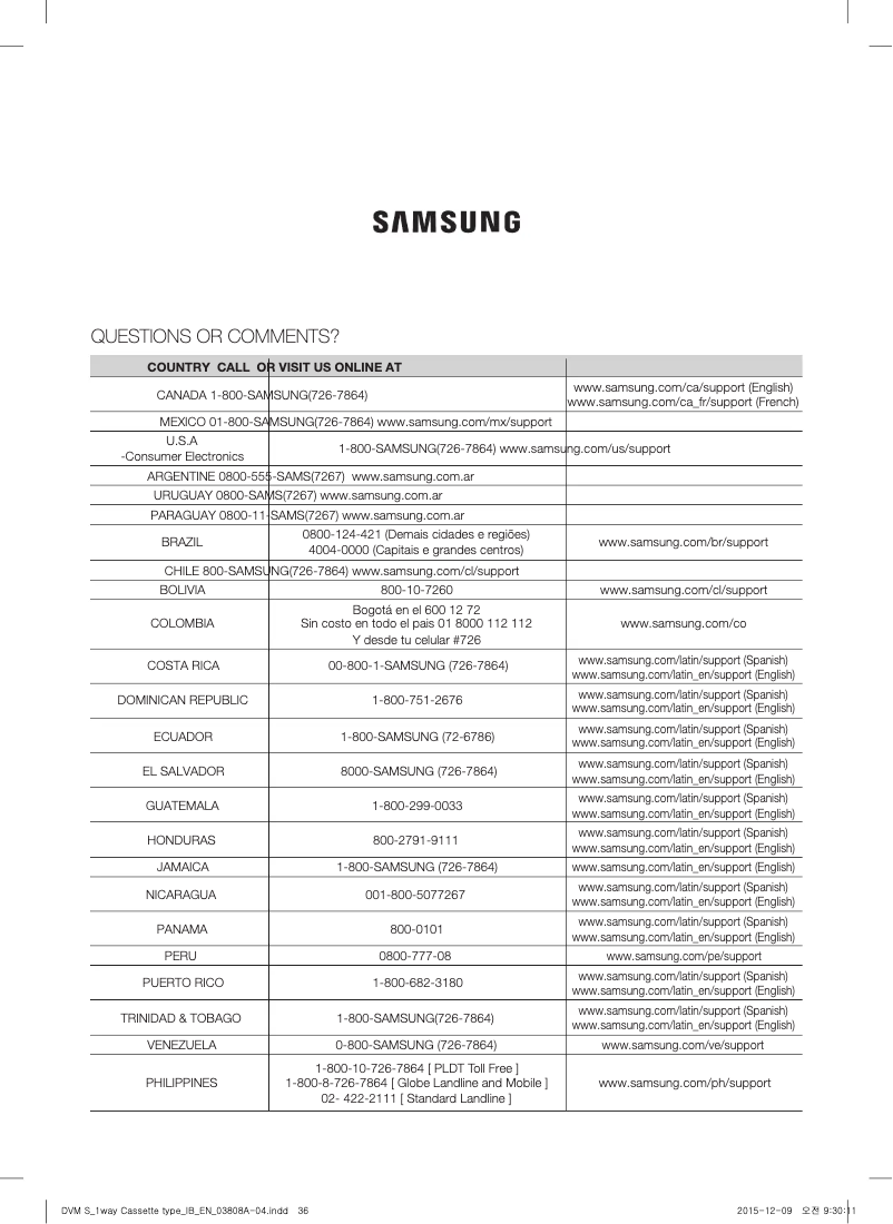 Page 1 de la notice Manuel utilisateur Samsung AM007FN1DCH
