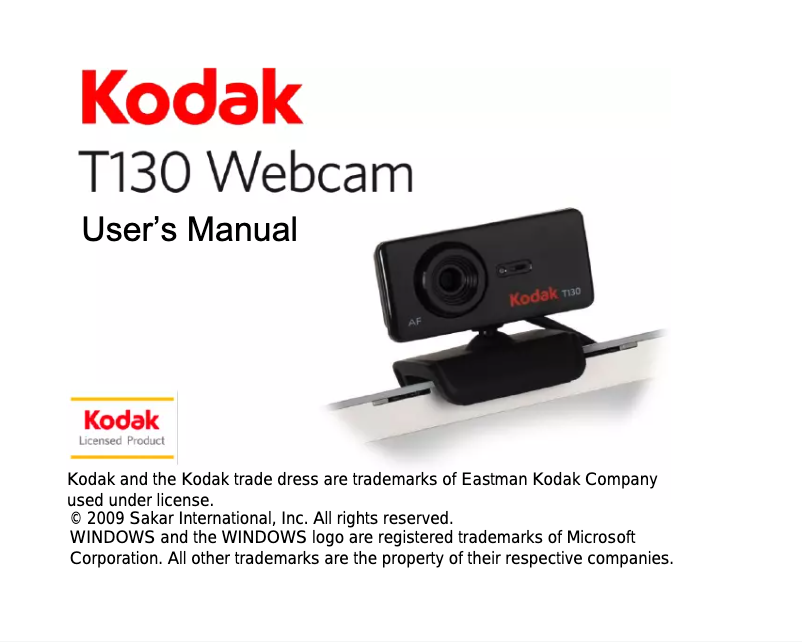 Page 1 de la notice Manuel utilisateur Kodak T130