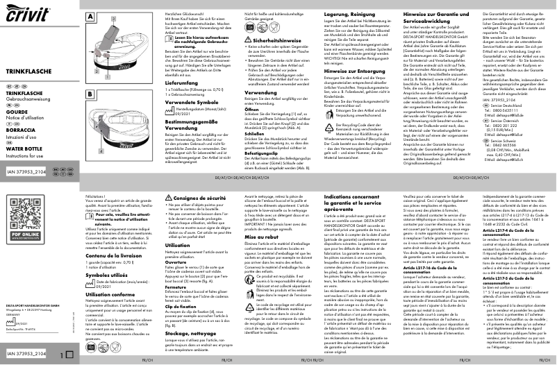 Page n°1 - Manuel utilisateur Crivit IAN 373953