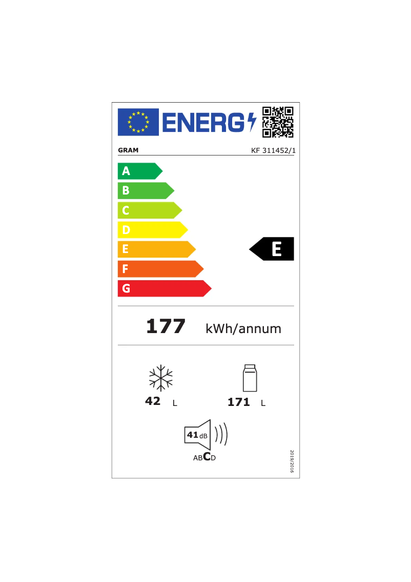 Page 1 de la notice Label énergétique Gram KF 311452/1