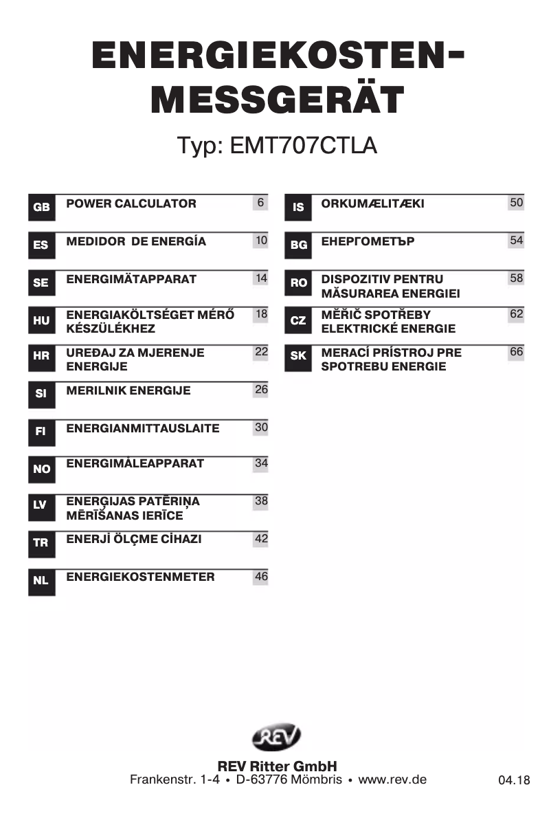 Image de la première page du manuel de l'appareil EMT707CTLA