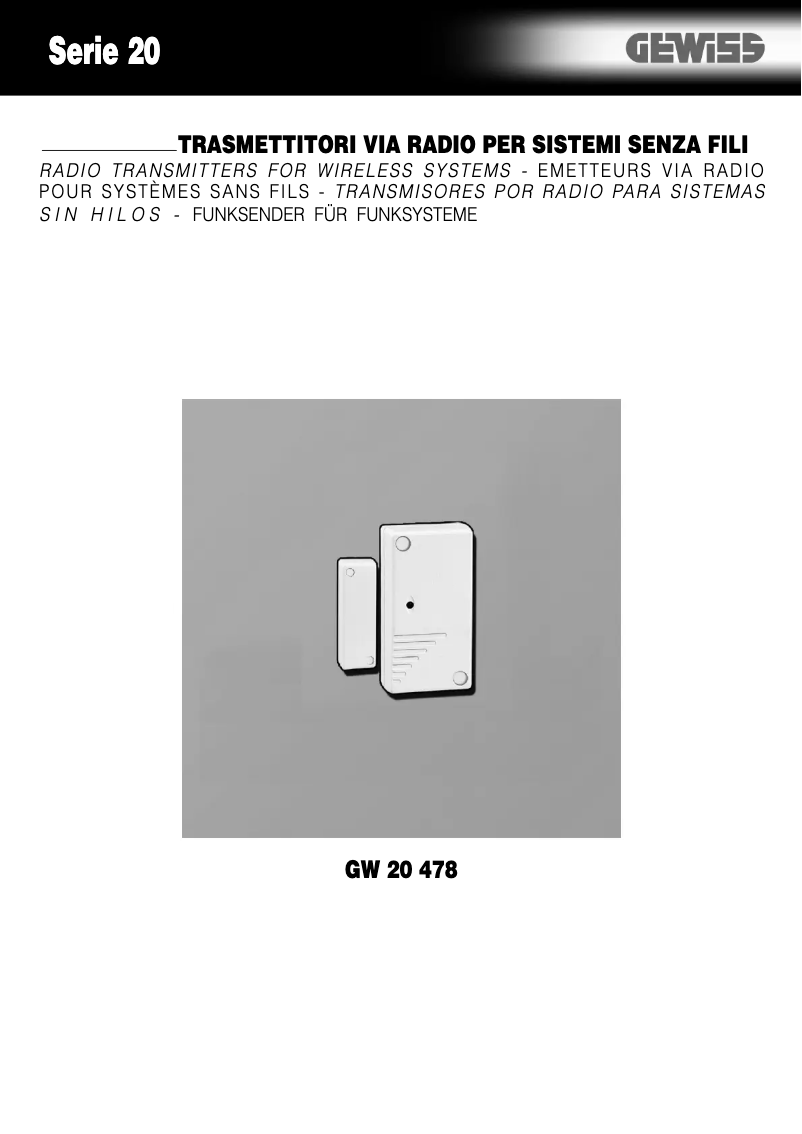 Page 1 de la notice Manuel utilisateur Gewiss GW20478