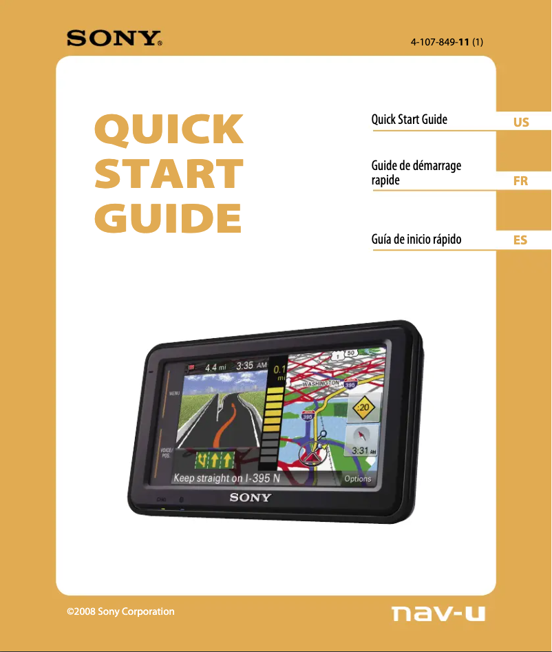 Page n°1 - Manuel utilisateur Sony nav-u NV-U74T