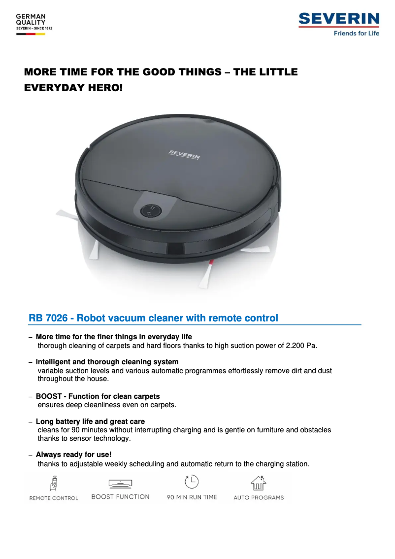 Page n°1 - Fiche technique Severin RB 7026
