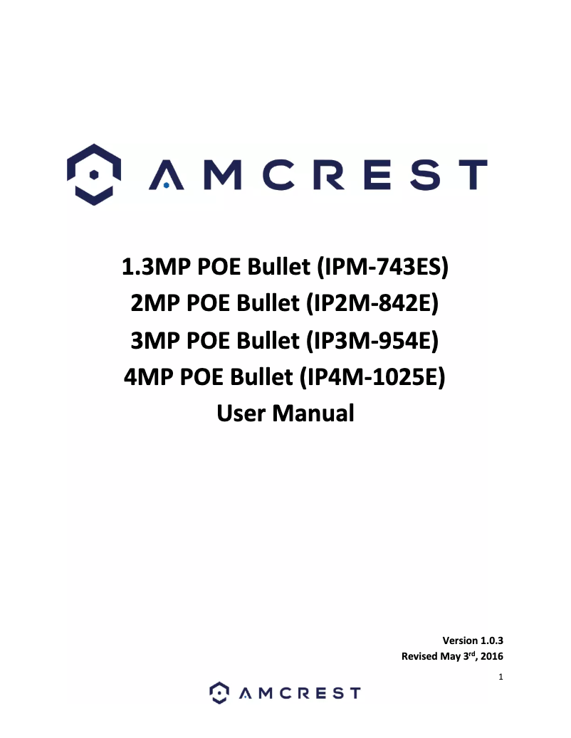 Page n°1 - Manuel utilisateur Amcrest IP4M-1025EW