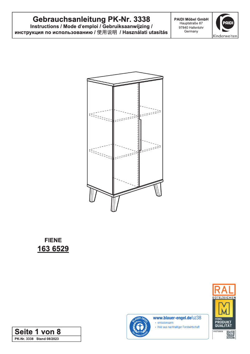 Page n°1 - Manuel utilisateur Paidi Fiene