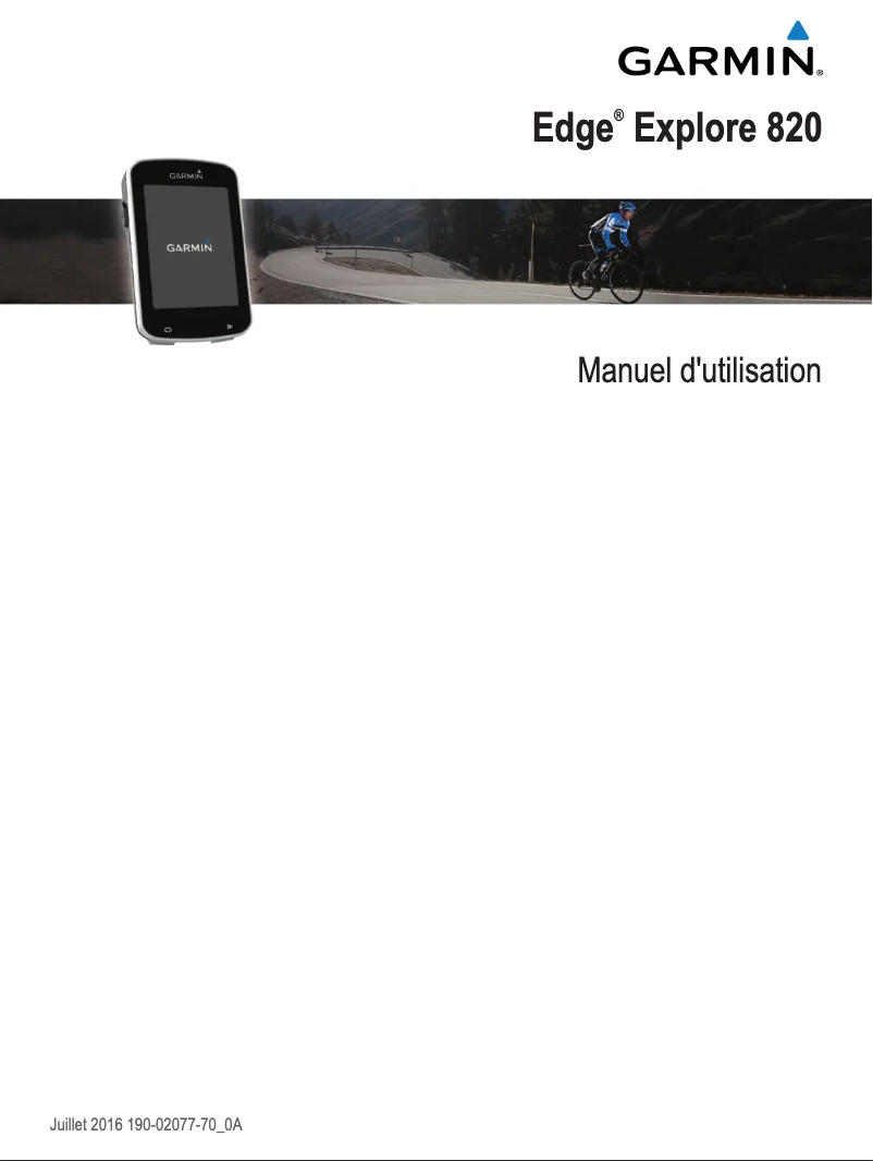 Page 1 de la notice Mode d'emploi Garmin Edge Explore 820