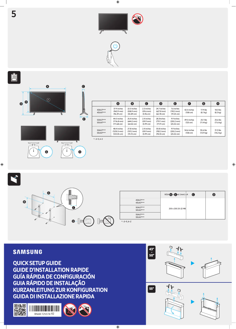 Page n°1 - Manuel utilisateur Samsung UE55AU7110K