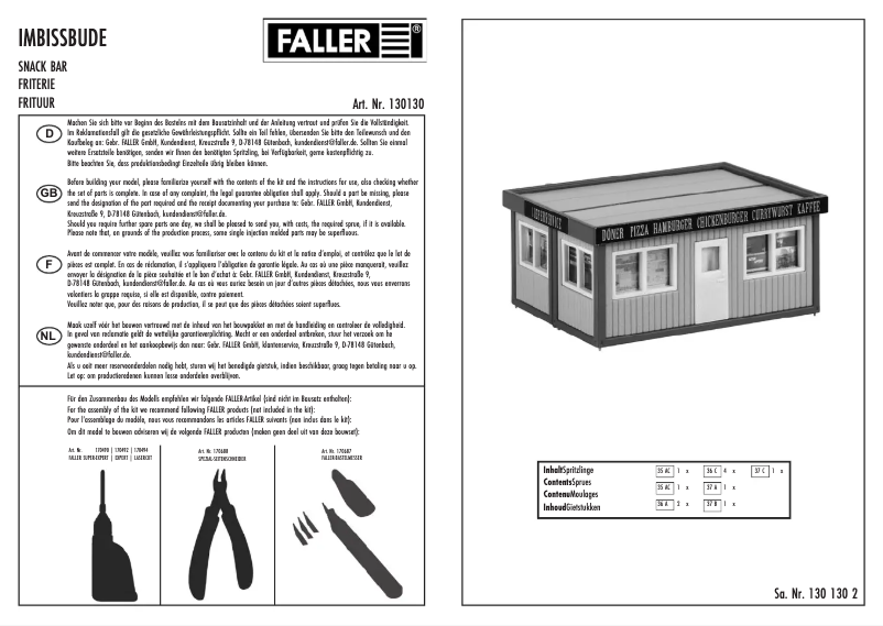 Page n°1 - Manuel utilisateur Faller 130130