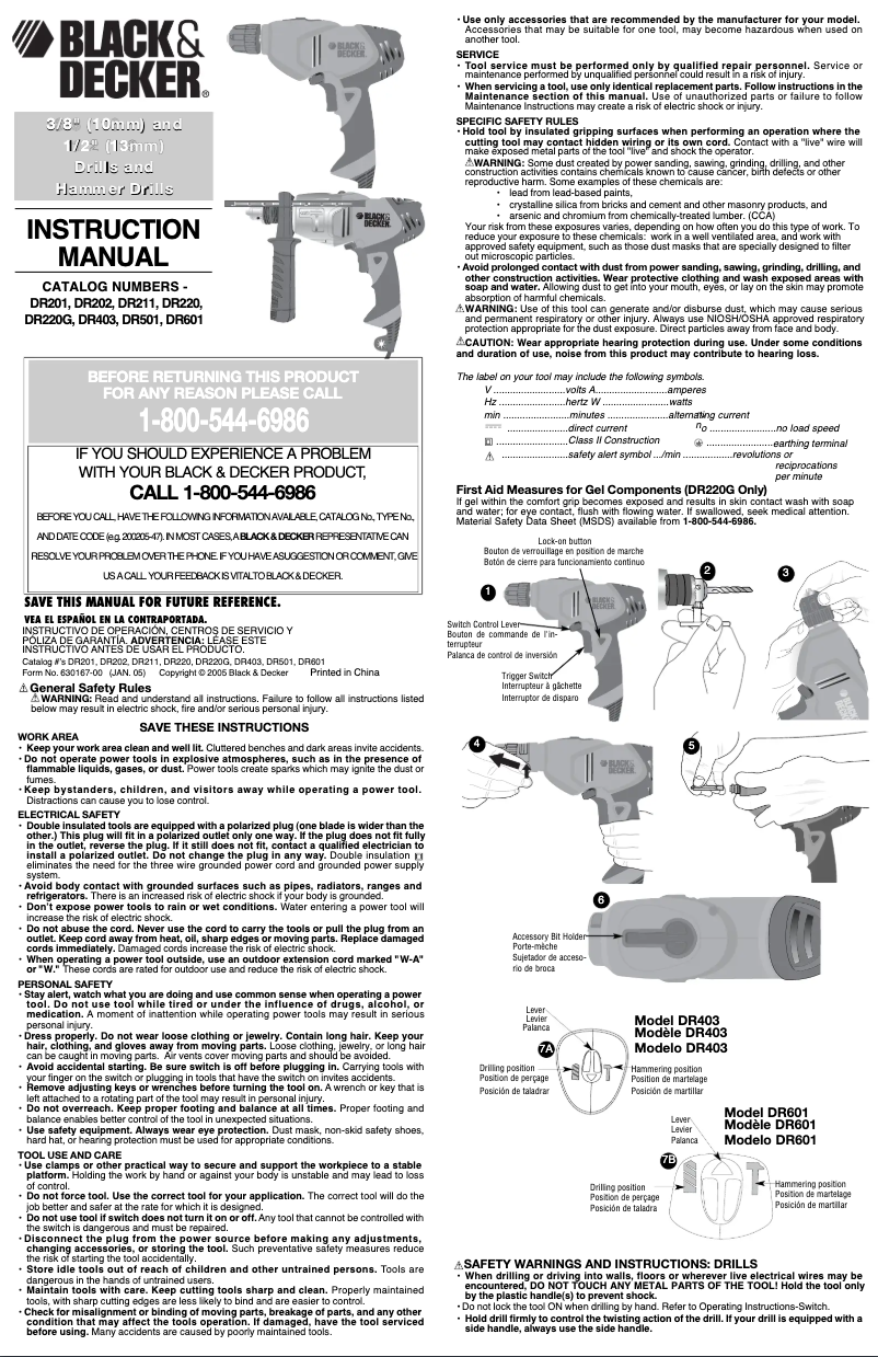 Page 1 de la notice Manuel utilisateur Black & Decker DR403