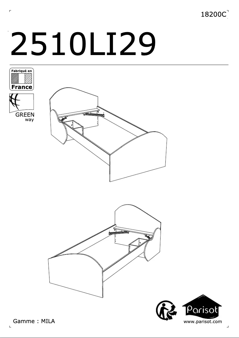 Page 1 de la notice Manuel utilisateur Parisot Mila 2510LI29