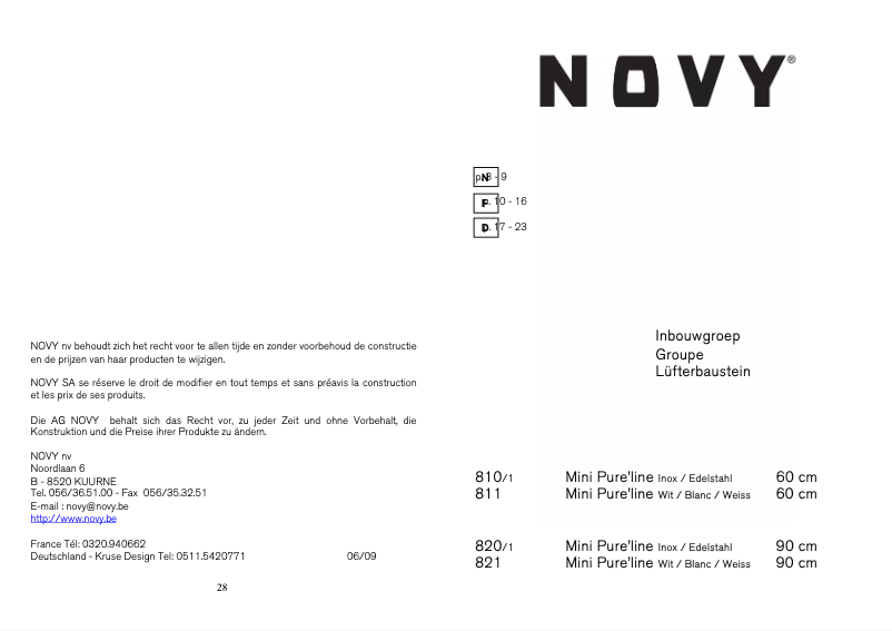 Page n°1 - Manuel utilisateur Novy D821