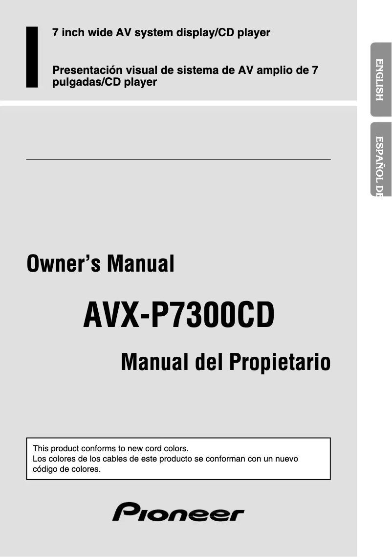 Image de la première page du manuel de l'appareil AVX-P7300CD