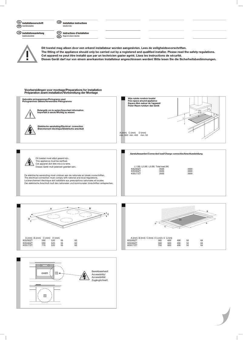 Page 1 de la notice Guide d'installation Etna KIS260ZT