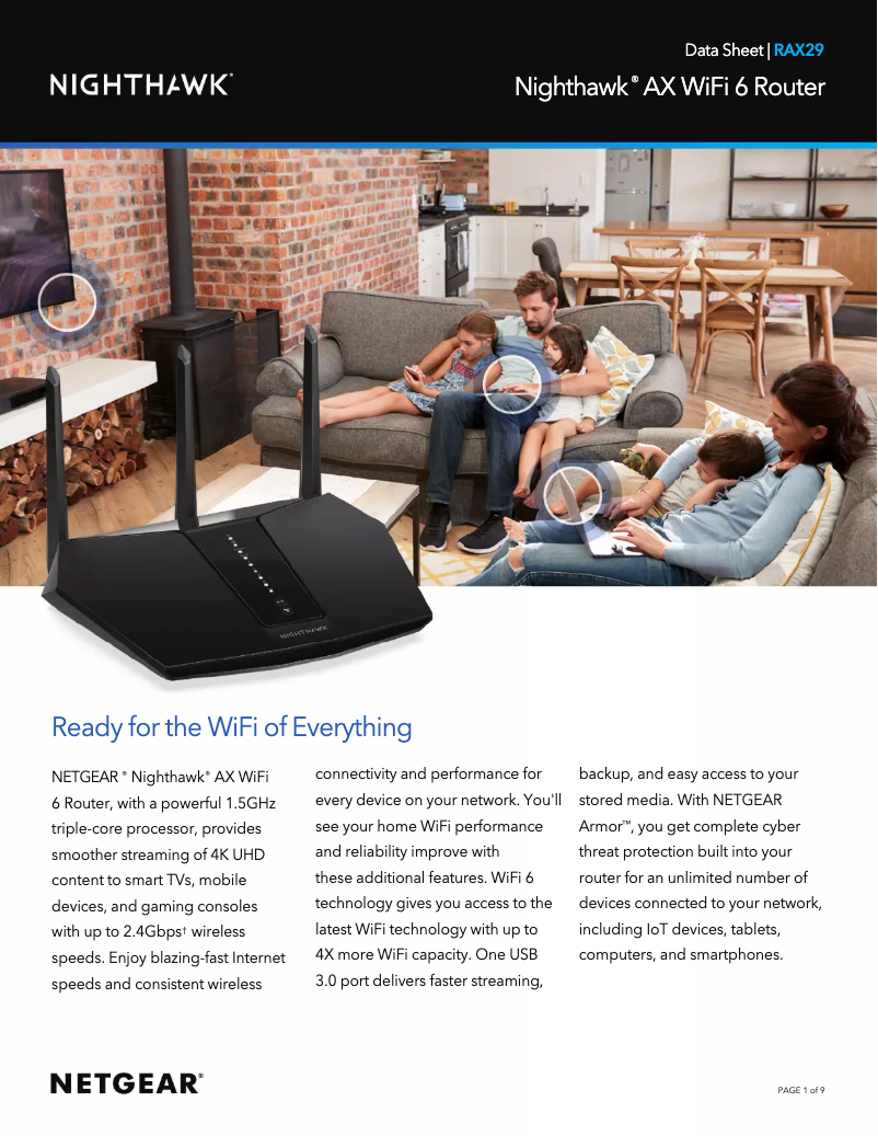 Page 1 de la notice Fiche technique Netgear Nighthawk RAX29