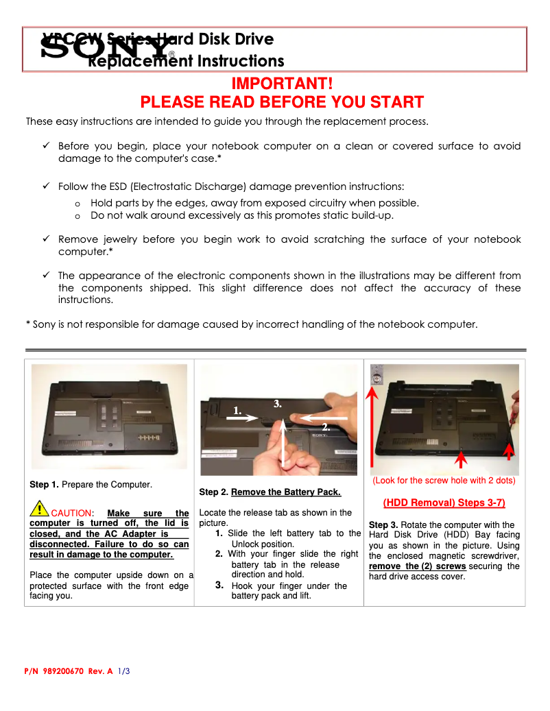 Página 1 del manual Manual de usuario Sony VPCCW190S