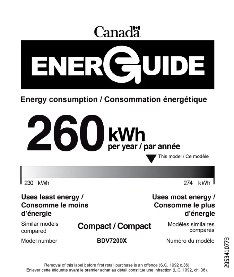 Page n°1 - Label énergétique Beko BDV7200X