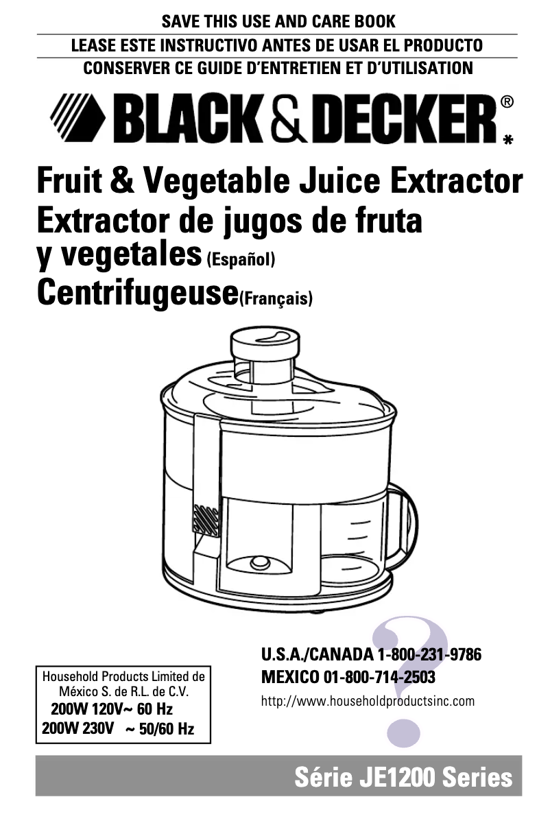 Page n°1 - Manuel utilisateur Black & Decker JE1200