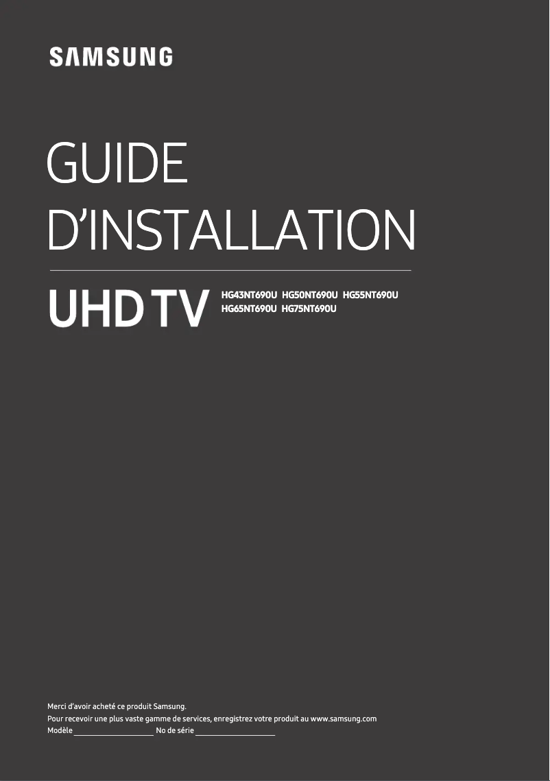 Page 1 de la notice Guide d'installation Samsung HG75NT690UF