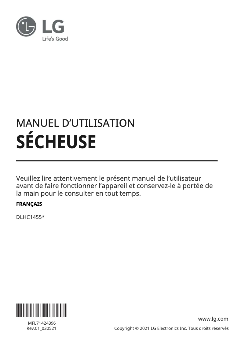Page 1 de la notice Manuel utilisateur LG DLHC1455P
