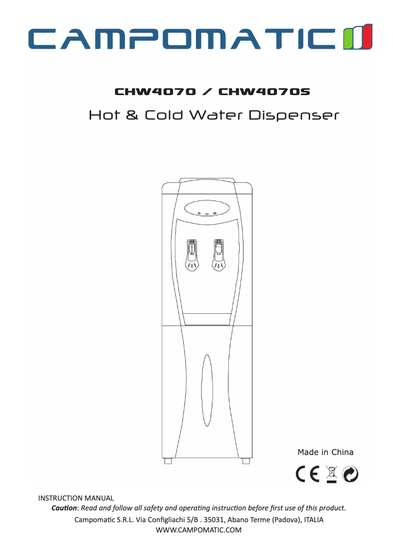 Page n°1 - Manuel utilisateur Campomatic CHW4070