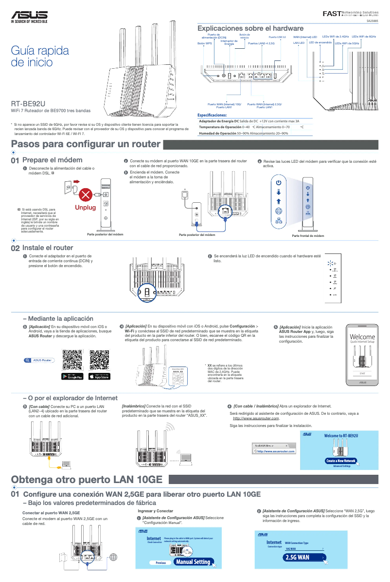 Page 1 de la notice Guide de démarrage rapide Asus RT-BE92U