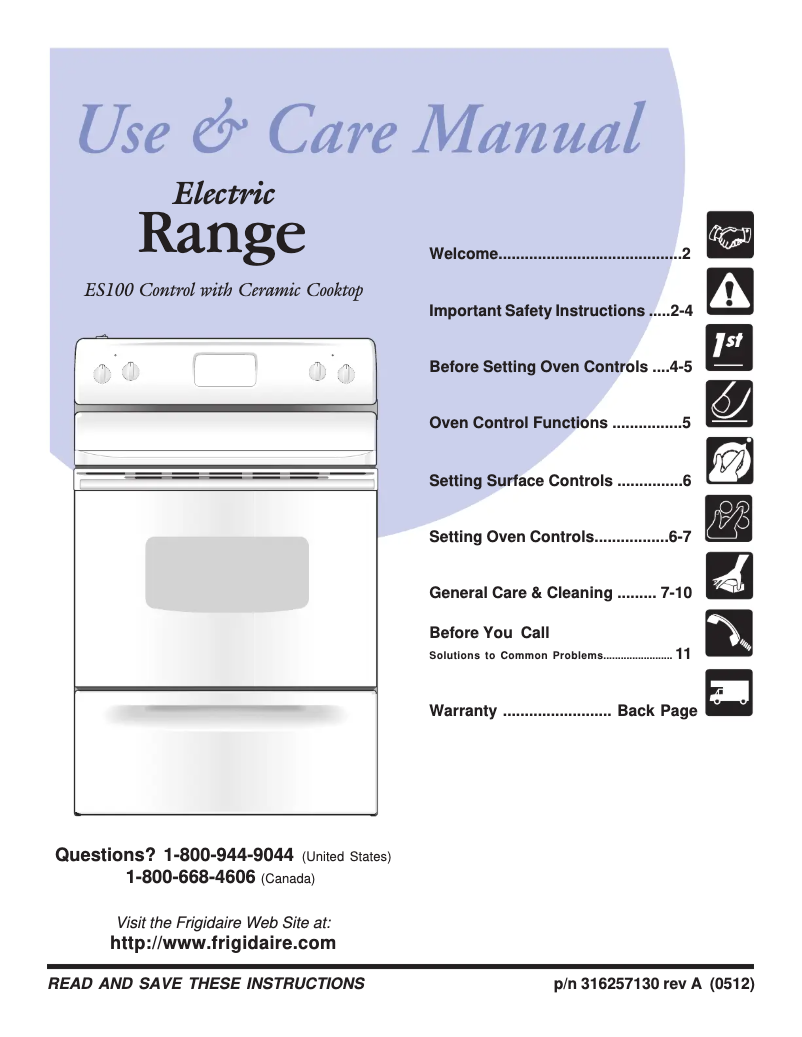 Page 1 de la notice Manuel utilisateur Frigidaire FEF339EB