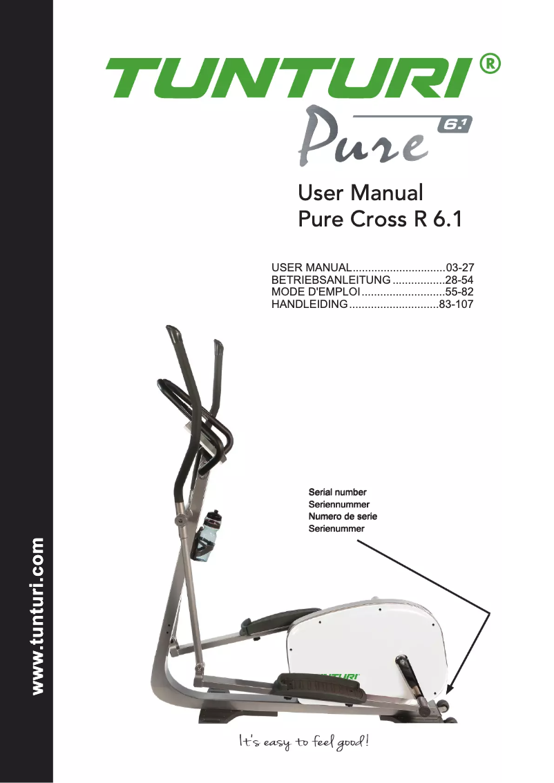 Page 1 de la notice Manuel utilisateur Tunturi Pure R 6.1