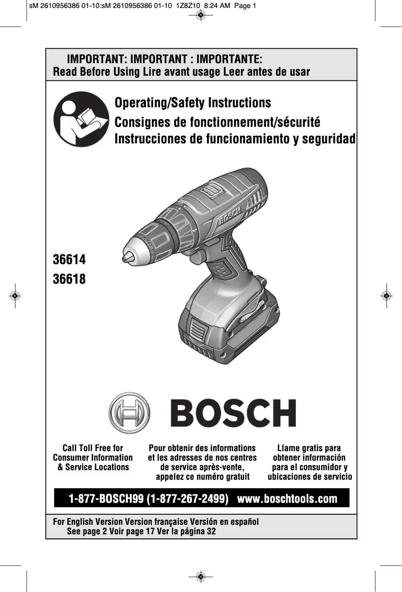 Page 1 de la notice Manuel utilisateur Bosch 36618B
