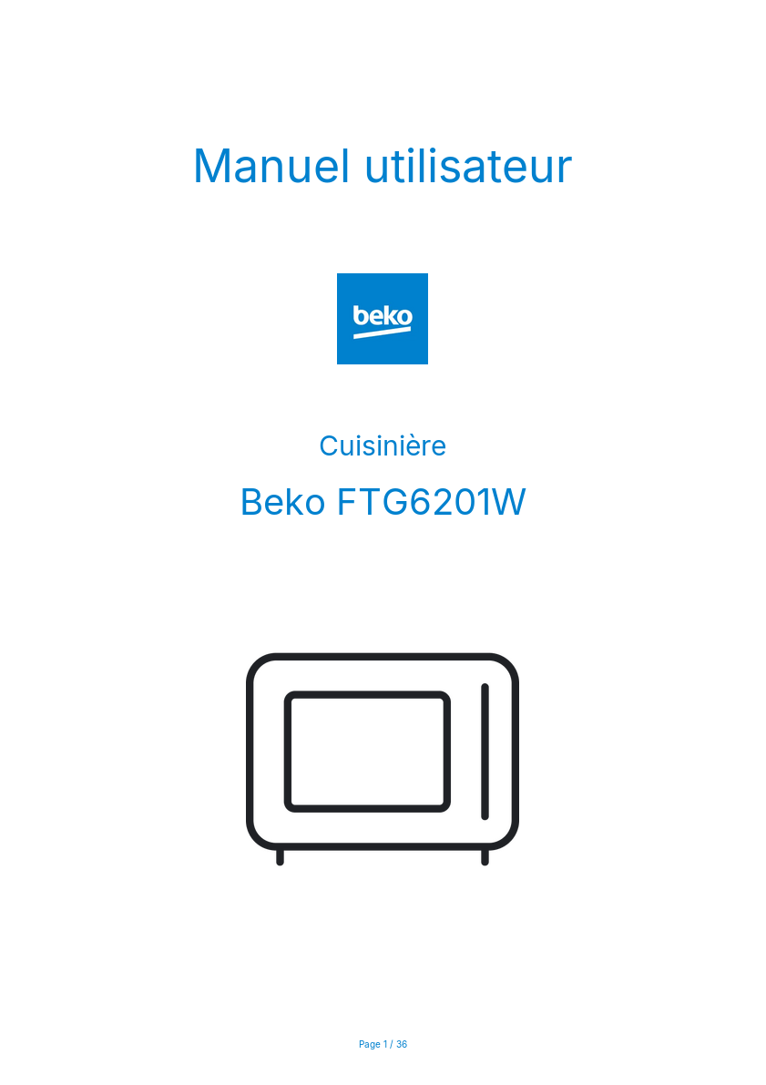 Page n°1 - Manuel utilisateur Beko FTG6201W