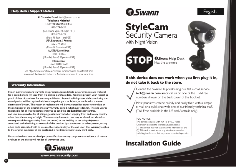 Page n°1 - Manuel utilisateur Swann SW211-HTY