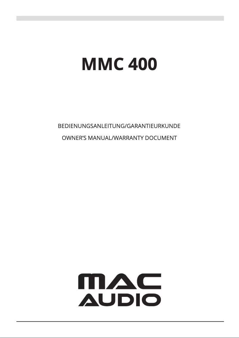 Page n°1 - Manuel utilisateur Mac Audio MMC 400
