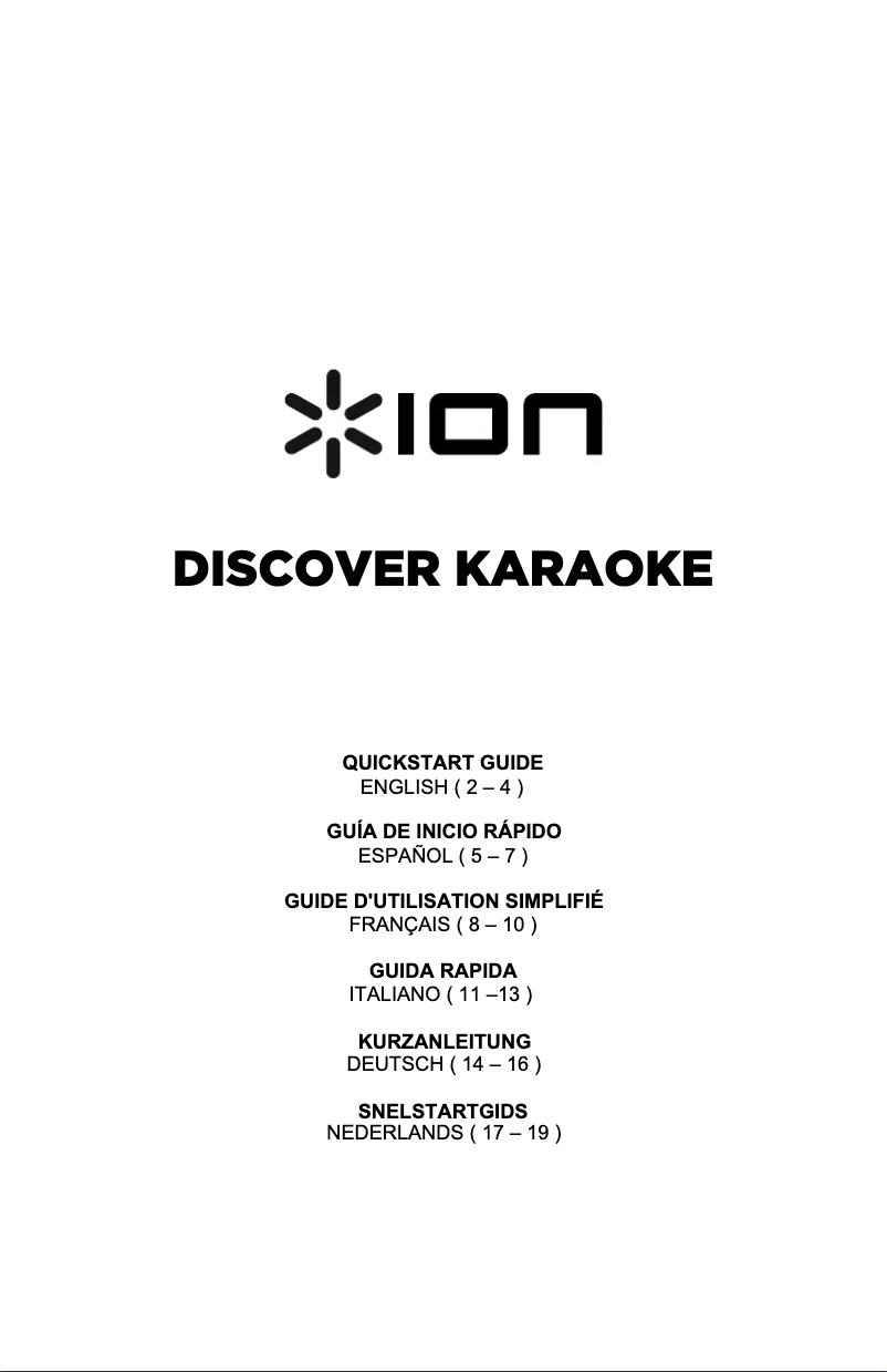 Página 1 del manual Manual de usuario ION Discover Karaoke