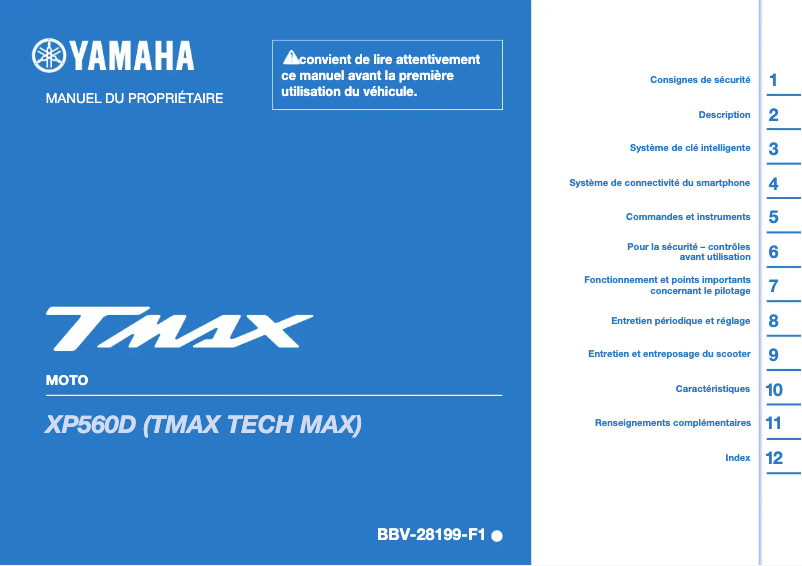 Page 1 de la notice Manuel utilisateur Yamaha TMAX (2023)