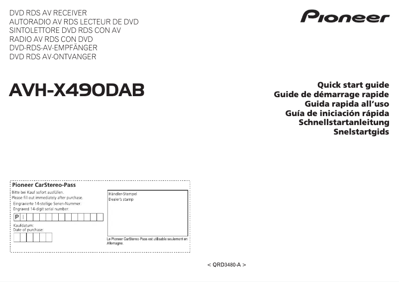 Image de la première page du manuel de l'appareil AVH-X490DAB