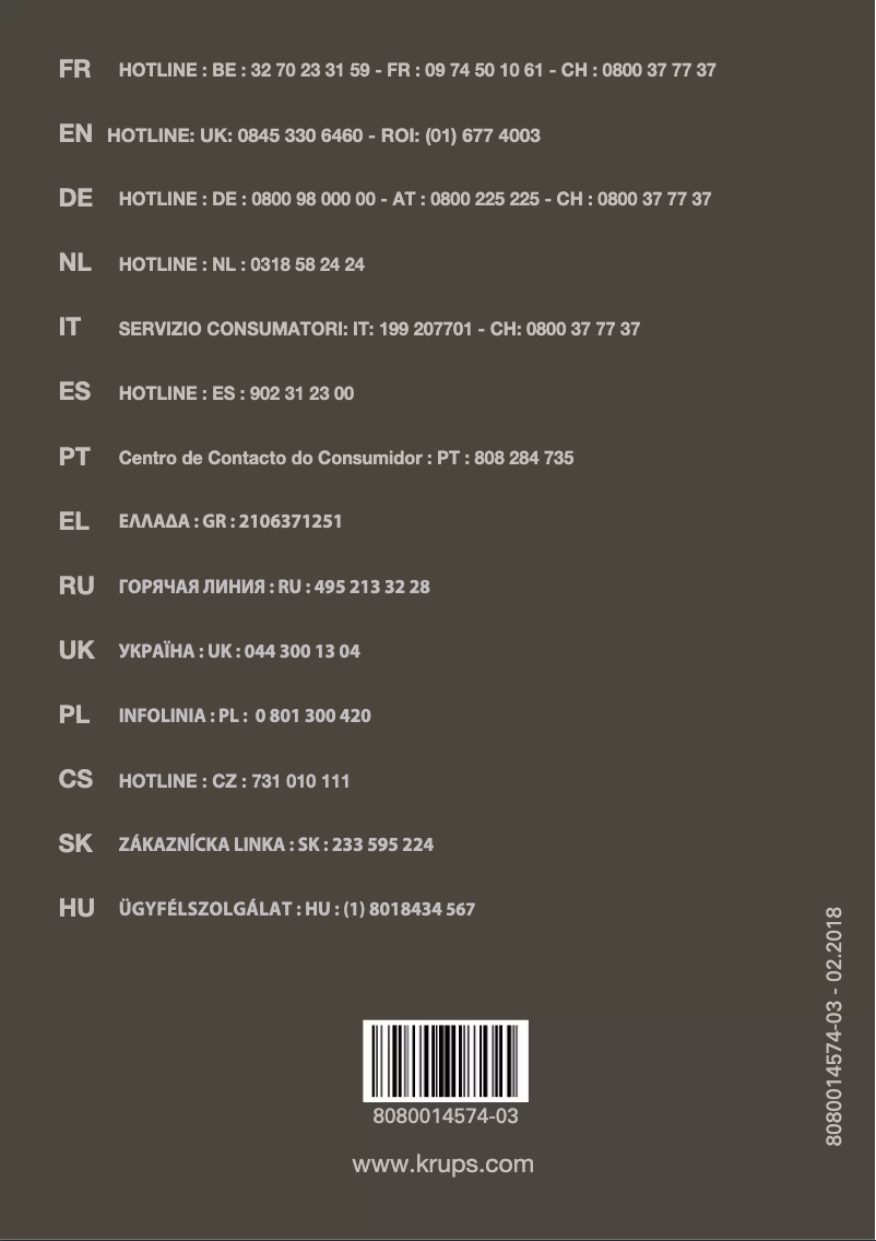 Page 1 de la notice Manuel utilisateur Krups EA8245