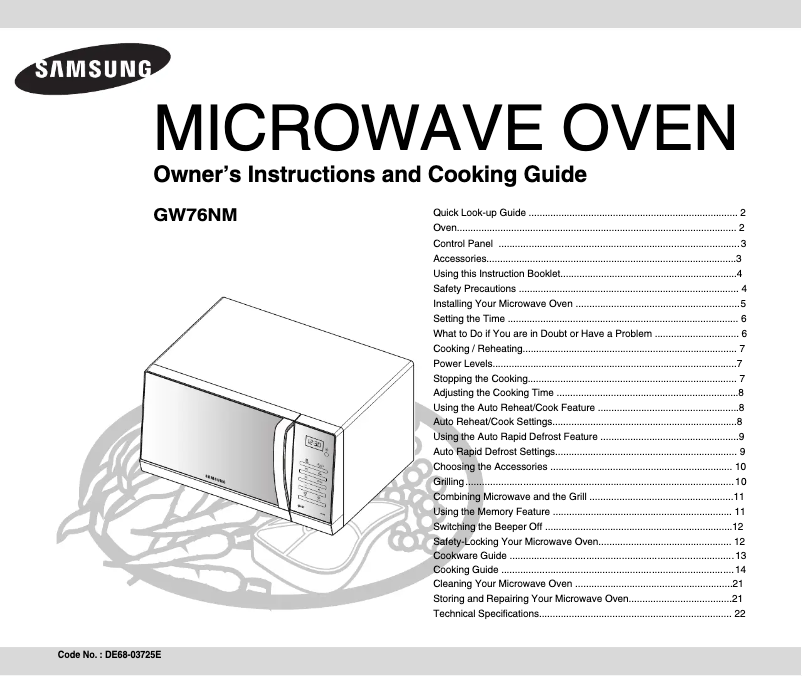 Página 1 del manual Manual de usuario Samsung GW76NM