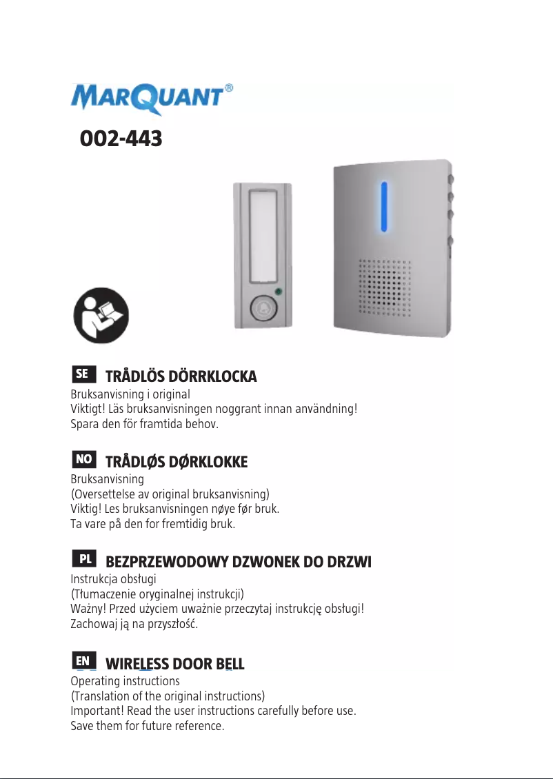 Page 1 de la notice Manuel utilisateur Marquant 002-443