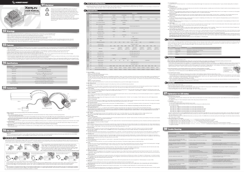Page 1 de la notice Manuel utilisateur Hobbywing XeRun XR8 Plus G2S
