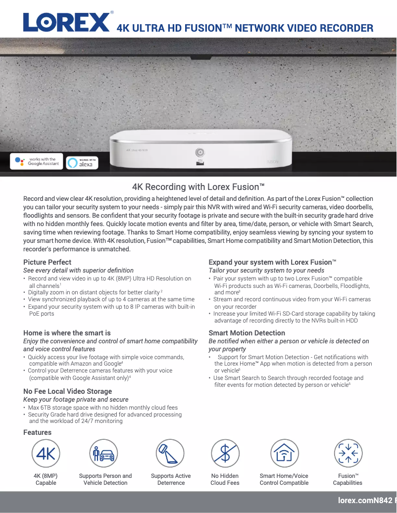 Página 1 del manual Ficha técnica Lorex N842
