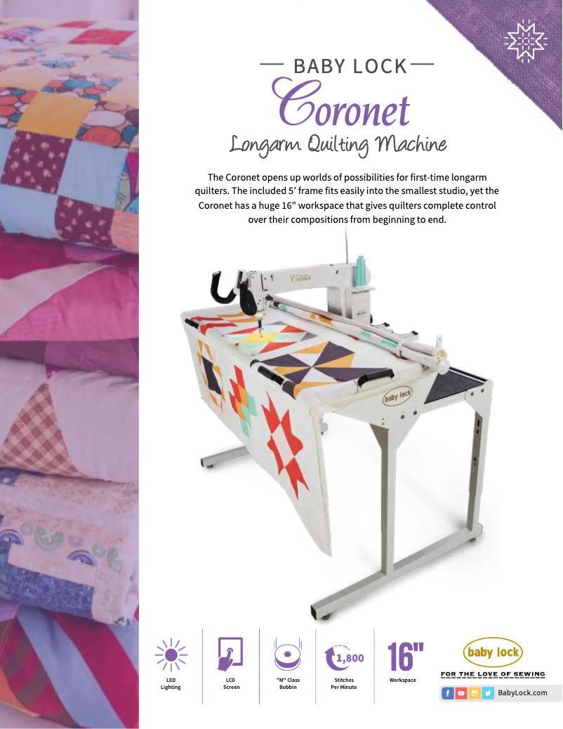 Page 1 de la notice Brochure Baby Lock Coronet