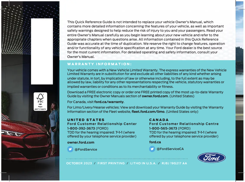 Page n°1 - Guide de démarrage rapide Ford Mustang Mach-E (2024)