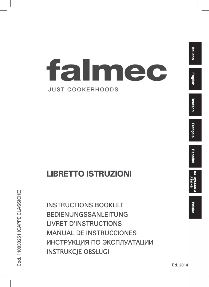 Page 1 de la notice Manuel utilisateur Falmec Iris Malizia