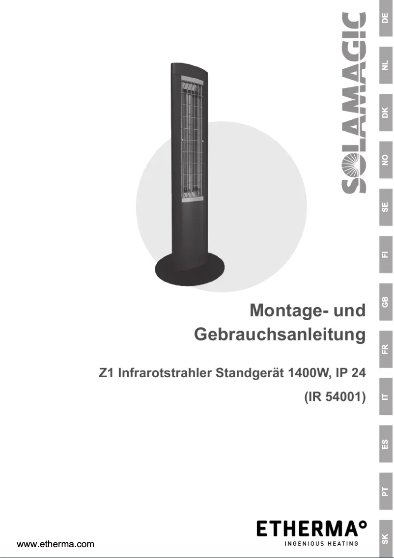 Page 1 de la notice Manuel utilisateur Etherma Solamagic SM-Z1-1400-W