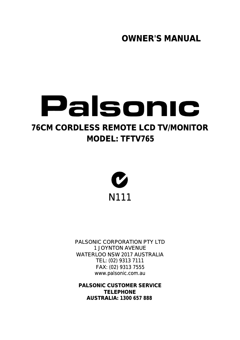 Página 1 del manual Manual de usuario Palsonic TFTV765