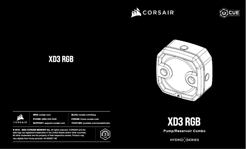 Page n°1 - Manuel utilisateur Corsair XD3 RGB