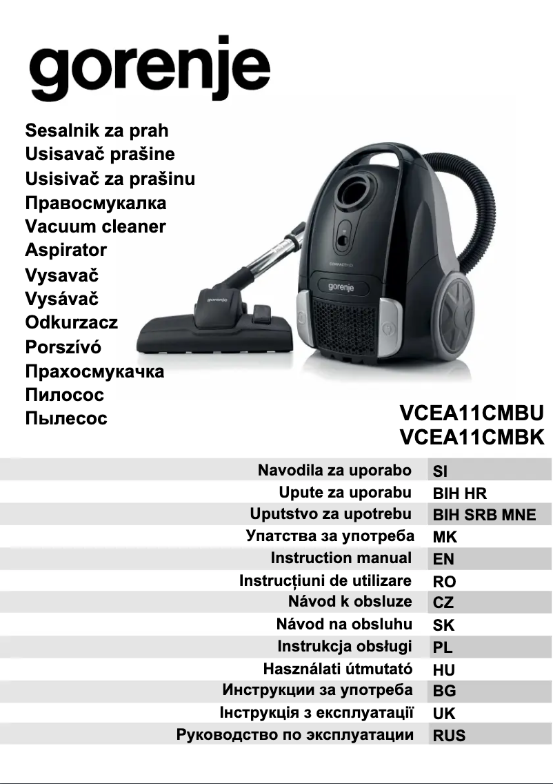 Image de la première page du manuel de l'appareil VCEA11CMBK