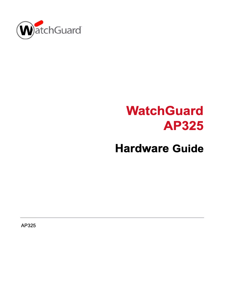 Page n°1 - Manuel utilisateur WatchGuard AP325