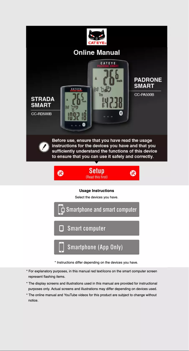 Page 1 de la notice Mode d'emploi Cateye Padrone Smart CC-PA500B