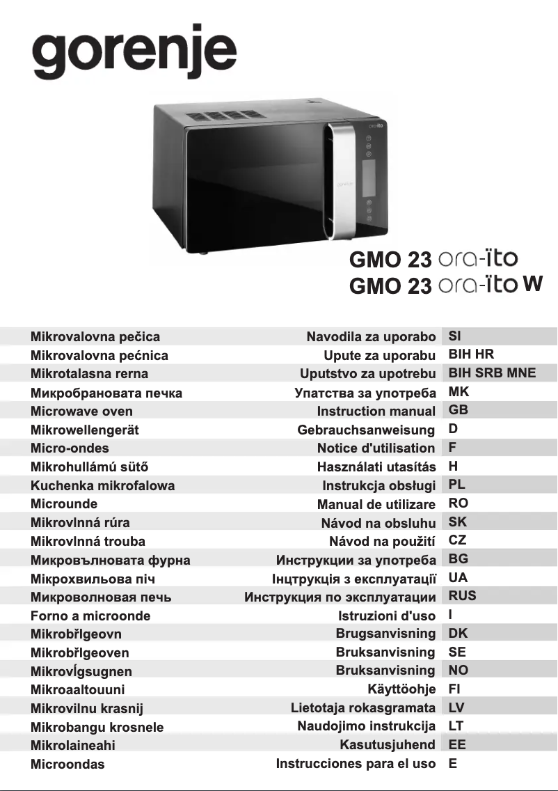Page n°1 - Manuel utilisateur Gorenje GMO23 ORA ITO